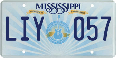 MS license plate LIY057