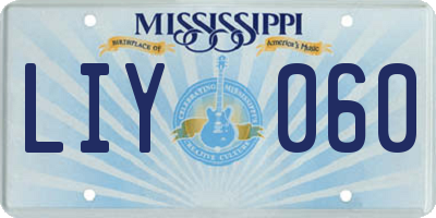 MS license plate LIY060