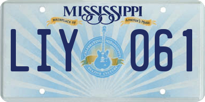 MS license plate LIY061
