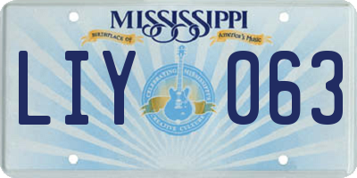 MS license plate LIY063
