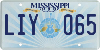 MS license plate LIY065