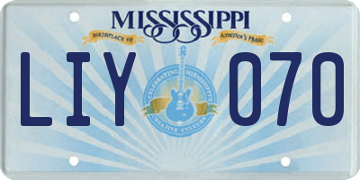 MS license plate LIY070