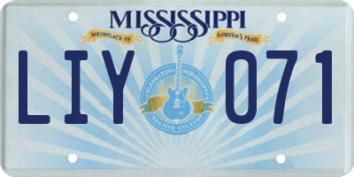 MS license plate LIY071
