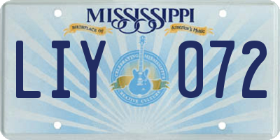 MS license plate LIY072