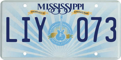 MS license plate LIY073