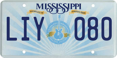 MS license plate LIY080