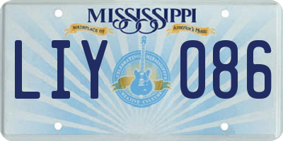 MS license plate LIY086