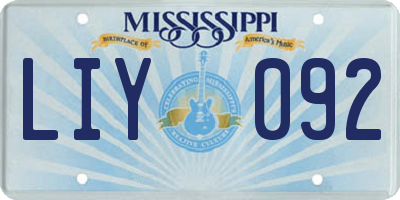 MS license plate LIY092