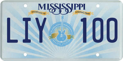MS license plate LIY100