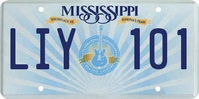 MS license plate LIY101