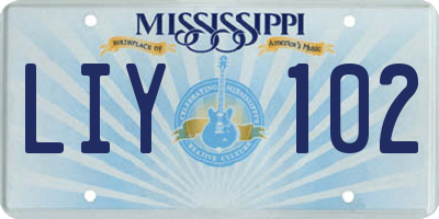 MS license plate LIY102