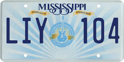 MS license plate LIY104