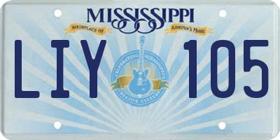 MS license plate LIY105