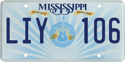 MS license plate LIY106