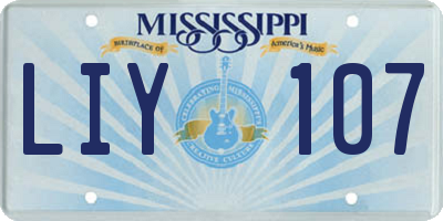 MS license plate LIY107