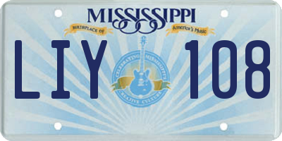 MS license plate LIY108