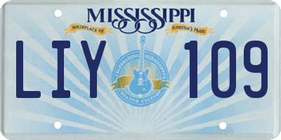 MS license plate LIY109
