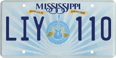 MS license plate LIY110