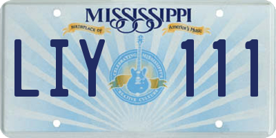 MS license plate LIY111