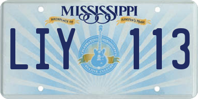 MS license plate LIY113