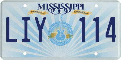 MS license plate LIY114
