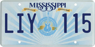 MS license plate LIY115