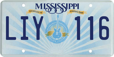 MS license plate LIY116