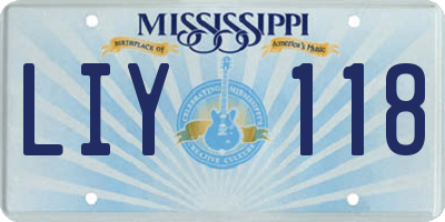 MS license plate LIY118