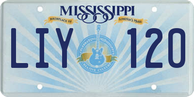MS license plate LIY120