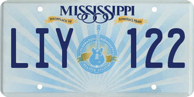 MS license plate LIY122