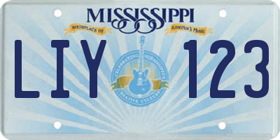 MS license plate LIY123