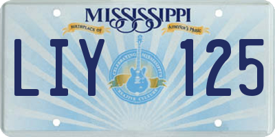 MS license plate LIY125