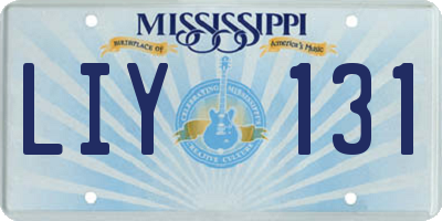 MS license plate LIY131
