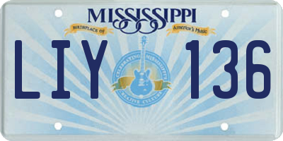MS license plate LIY136