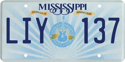 MS license plate LIY137