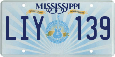 MS license plate LIY139