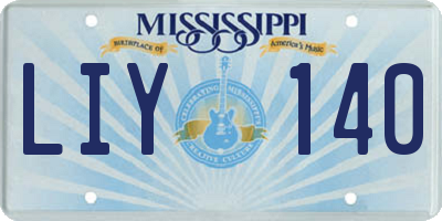 MS license plate LIY140