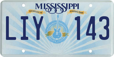 MS license plate LIY143