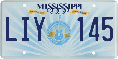MS license plate LIY145
