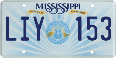 MS license plate LIY153