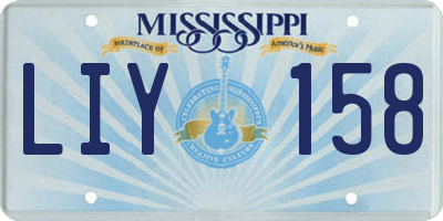 MS license plate LIY158