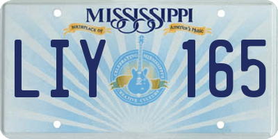 MS license plate LIY165