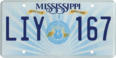 MS license plate LIY167