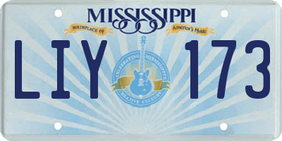 MS license plate LIY173