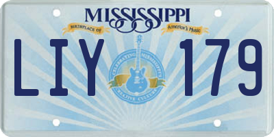 MS license plate LIY179