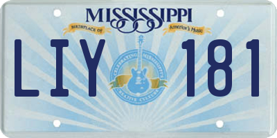 MS license plate LIY181