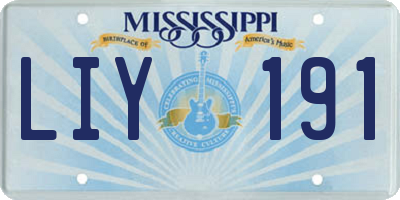MS license plate LIY191