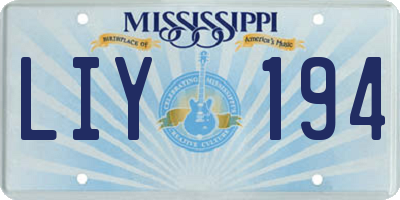 MS license plate LIY194