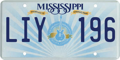 MS license plate LIY196