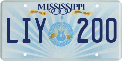 MS license plate LIY200